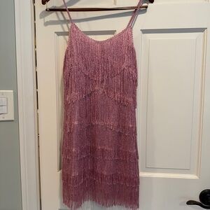 Cider Sparkling Pink Tassel Strappy Dress